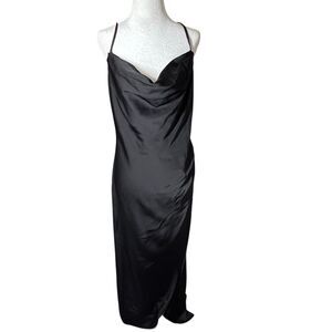 Altar’d State Black Satin Sleeveless Maxi Slip Dress XL Formal Event Cocktail